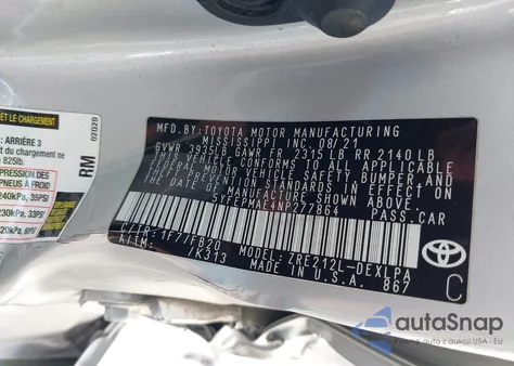 2022 Toyota Corolla Le from USA, damaged, VIN 5YFEPMAE4NP277864